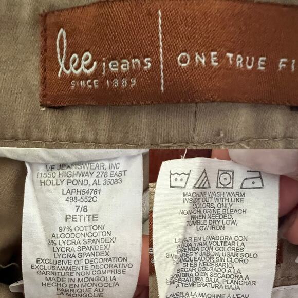 90s Vintage Lee Jeans Chino Pants Size 6 Khaki Beige Dress PETITE Bootcut Office - Picture 6 of 16